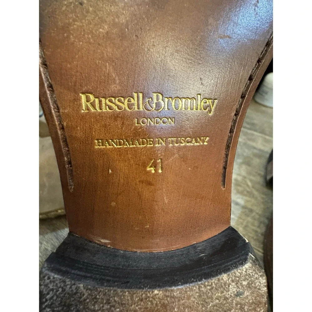 Russell And Brinkley Croc Embossed Brown‎ Leather Loafer Size 41 US 8-8.5